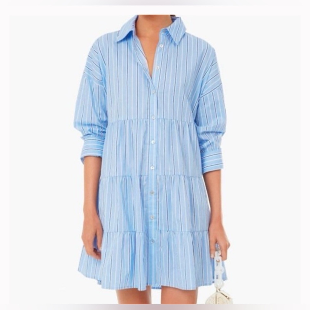 TUCKERNUCK Pomander Place Shades of Blue Striped Cara Dress - Picture 1 of 5